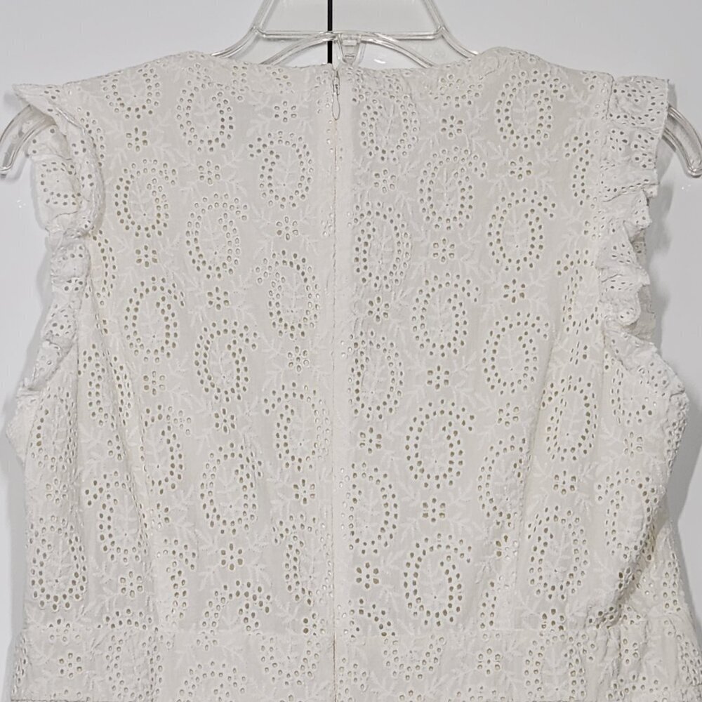 Boden Eyelet Sleeveless Dress Size 8R Off-White 100% Cotton - Picture 4 of 7